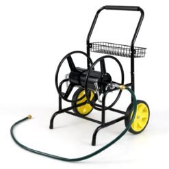 70 m of 20 mm Large Capacity Garden Hose Reel Cart with 2 Wheels-Black
