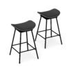 Swivel Barstools Set of 2 with Padded Saddle Seat and Footrest-Black