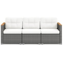 3-Seat Patio Couch Sofa with Deep Seating and Cushion-White