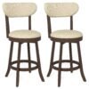 64/77CM Counter Height Chairs Set of 2 with Padded Seat and Backrest-Brown-Size 1
