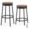 360° Swivel Bar Stools Set of 2 Height Adjustable Kitchen Stools for Kitchen Island-Brown