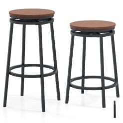 360° Swivel Bar Stools Set of 2 Height Adjustable Kitchen Stools for Kitchen Island-Brown