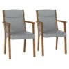 Mid-Century Modern Dining Chairs Set of 2 Upholstered Accent Chairs-Grey