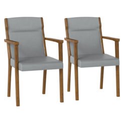 Mid-Century Modern Dining Chairs Set of 2 Upholstered Accent Chairs-Grey