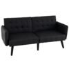 164 CM Convertible Futon Sofa Bed with 3-Position Adjustable Backrests-Black