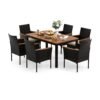 7 Pieces PE Rattan Outdoor Patio Dining Set for Yard Garden and Poolside-Brown