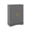 Bathroom Floor Storage Cabinet with 2 Doors and Adjustable Shelves-Grey