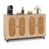 126cm Sideboard Buffet Cabinet with 4 Doors and Adjustable Shelves-Natural