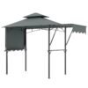398 x 153 cm Grill Gazebo with Dual Side Awnings and Adjustable Shadow-Grey