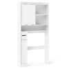 Over-the-Toilet Storage Cabinet Standing Toilet Rack with Sliding Door-White