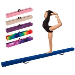 270CM Folding Balance Beam with Solid Wood Base and Anti-slip Bottom-Blue