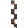 5-Tier Corner Shelf Wall Mount Floating Corner Bookshelf Corner Ladder Shelf-Rustic Brown