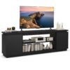 TV Cabinet for TVs up to 80 Inch Media Console Table with 3 Adjustable Shelves-Black