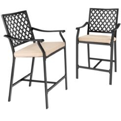 Patio Bar Stools Set of 2 Outdoor Bar Height Chairs