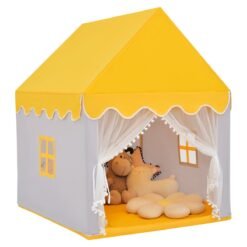 Kids Play Tent with Padded Mat Indoor Playhouse-Yellow