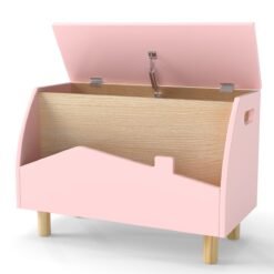 Multifunctional Kids Toy Box with Safety Hinge for Playroom-Pink