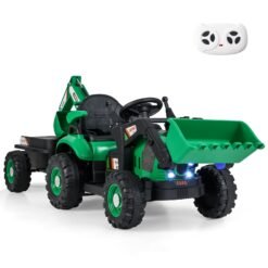 4-in-1 Ride on Tractor for Kids 12V with Remote Control and Trailer-Green
