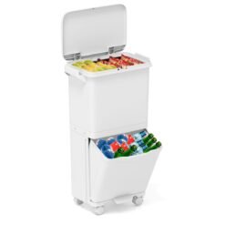 Trash Can with 2 Removable Bins and Tilting Compartment