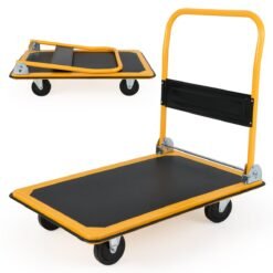 Folding Platform Trolley with Swivel Wheels-Yellow & Black