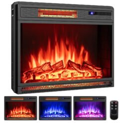 25 Inch Electric Fireplace Insert Recessed Infrared Fireplace Heater 900W/1800W