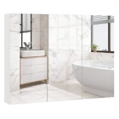 Medicine Cabinet with Mirror Frameless Bathroom Wall Mounted Mirror Cabinet-White