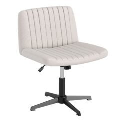 Criss Cross Chair No Wheels with Soft-Padded Wide Seat and Adjustable Height-Beige