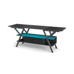 3-Tier Entertainment Center with LED Lights and Power Outlets-Black