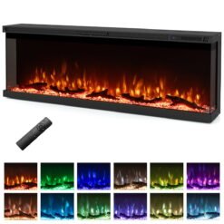 3 Sided Electric Fireplace 50 inch Recessed/Wall-Mounted/Freestanding Fire Place Heater