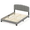 Double Size Linen Upholstered Platform Bed with Adjustable Scalloped Tufted Headboard-Double Size-Grey