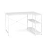 L-shaped Computer Desk Reversible Corner Desk with Adjustable Shelf-White