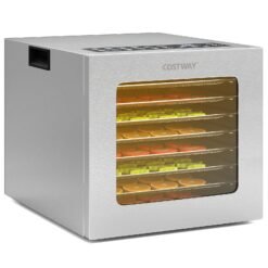 Food Dehydrator Machine with 8 Stainless Steel Trays-Silver
