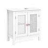Pedestal Sink Storage Cabinet with 2 Rattan Doors-White
