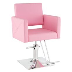 360 Degree Swivel Hairdressing Chair with Footrest and Backrest-Pink