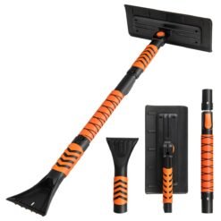 2 in 1 Extendable Snow Shovel 41” Ice Scraper-Orange