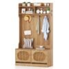 4-In-1 Hall Tree with Coat Rack and Flip Drawers-Natural