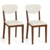 Set of 2 Sherpa Dining Chairs with Rubber Wood Legs-Walnut