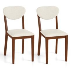 Set of 2 Sherpa Dining Chairs with Rubber Wood Legs-Walnut