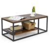2-Tier 105 cm Industrial Wood Accent Coffee Center Table for Living Room-Rustic Brown