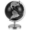 20CM Rotating Metallic Black World Globe with Metal Stand for Home School-Silver