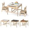 Kids Table and Chairs 4 in 1 Wooden Activity Desk Set (Robot Shape)-Grey