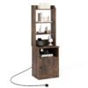 6-Tier Nightstand with Charging Station Bedside Tables Tall Night Stands-Rustic Brown
