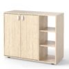 3-Tier Shoe Cabinet with Doors and Adjustable Open Shelves-Natural