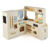 Corner Kitchen Playset with Large Fridge for Toddlers 3+ Years Old-Beige