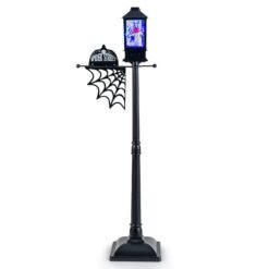 155 cm Halloween Lamp Post Sound-Activated with Black Snowy Effects-Black