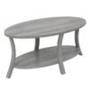 Oval Coffee Table 2-Tier Center Table with Storage Shelf-Grey