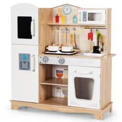 Wooden Pretend Kids Play Kitchen with Sound Chef Role Playing and Light