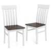 Dining Chairs Set of 2 with Hollowed Backrests and Rubber Wood Seats-Walnut & White