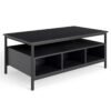 Industrial 3-Tier Coffee Table ith Open Shelf and 6 Compartments-Black