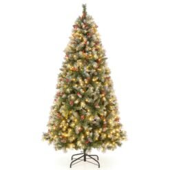 6.5 FT Artificial Xmas Tree with 909 PVC Branch Tips and 420 Warm White LED Lights