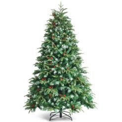 7ft Hinged Life-Like Christmas Tree with 450 LED Lights Pre-Lit Artificial Xmas Tree